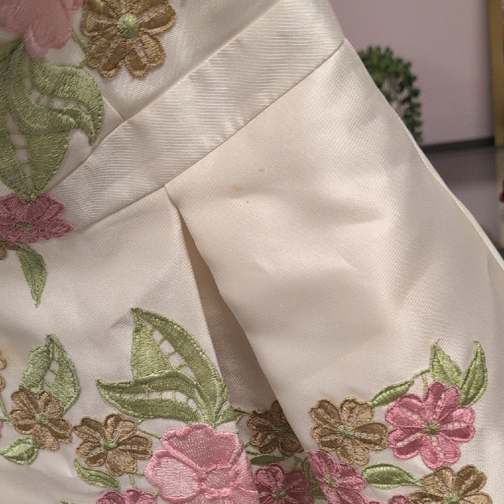 Jovani Ivory Dress with Pink and Green Floral Design - Picture 6 of 11